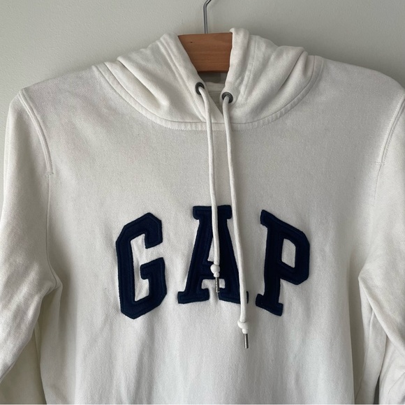 GAP Logo Hoodie 100% Cotton White Womens Size Small - Picture 4 of 7